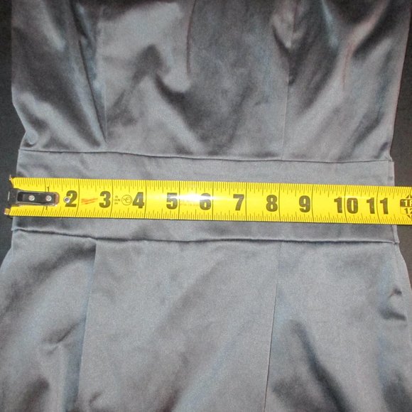 MY STORY Grey Satin/Black Lace Mini SZ SMALL BACK LESS DRESS - Picture 7 of 10